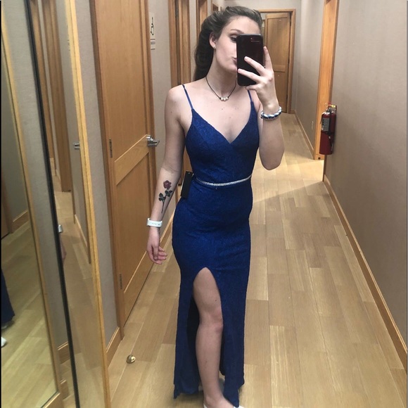 Jodi Kristopher Side Slit Rhinestone Dress - Picture 3 of 5